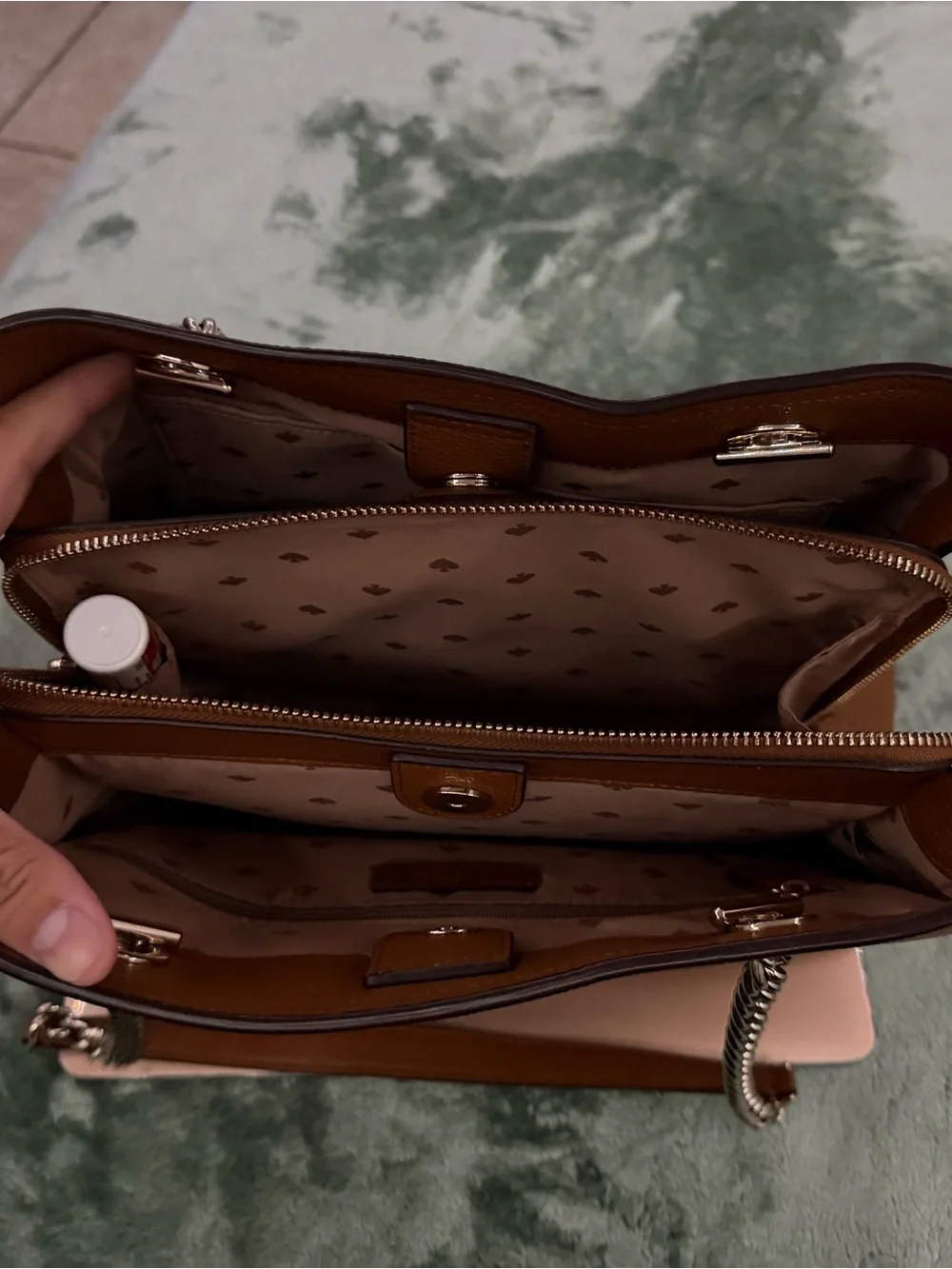 kate spade Brown Pebbled Leather Chain-Handle Tote